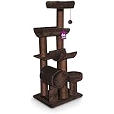Petrebels Katzen-Kratzbaum Sweet Petite Chalet 145 fuzzy braun. Mittelgroßer kompakter Katzen-Kletterbaum für alle Katzen gut geeignet