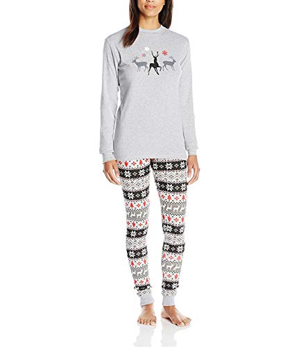 Preisvergleich Produktbild Swallowuk Weihnachten Pyjamas Weihnachts Nachtwäsche Xmas Elch Schlafanzug Lange Ärmel Sleepwear Langarmshirt Sweater Set Familie Kleidung (Mom M, Grau)