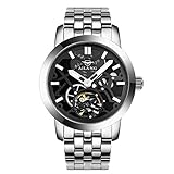 ZGZXD Mechanische Uhr Casual Männer, Jungen Und Studenten Wasserdichte Stahlgürtel Business-Uhr,Silver