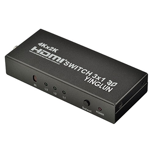 YINGLUN HDMI Switch 3×1 unterstützt 1080P/60Hz 4K /30Hz 5.1/ 2.1 Audio Kanal Bild im Bild PIP funktion MHL mit IR Fernbedienung und Micro USB Kabel für Ladung - 2
