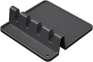 JSKWIKE Silicona Reposa Cuchara para Estufa con Almohadilla de Goteo Utensilio y Soporte de Cuchara para Mostrador de Cocina Utensilios de Cocin Libre de BPA