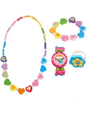 4 tlg. Set Mädchenschmuck Motiv Regenbogen Herz - Halskette Armband Uhr Ring - VERSANDKOSTENFREI nach BRD