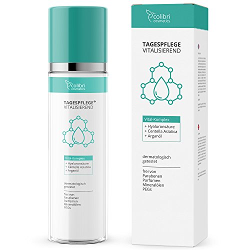 Vitalisierende Tagespflege mit Arganöl und Hyaluronsäure - feuchtigkeitsspendende Tagescreme für Gesicht, Hals und Dekolleté - 120 ml von colibri cosmetics / Naturkosmetik made in Germany