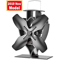 Ventilateur de Poele Aobosi pour Brûleur/Cheminée à Bois/Bûches, Ventilateur Poele a Bois avec 4 pales de Rotor et Grand Plaque de Connexion, Plus de Débit d'air, Silencieux et écologique