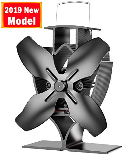 Ventilateur de Poele Aobosi pour Brûleur/Cheminée à Bois/Bûches, Ventilateur Poele a Bois avec 4 pales de Rotor et Grand Plaque de Connexion, Plus de Débit d'air, Silencieux et écologique