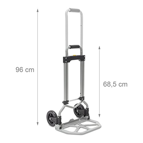 Relaxdays Sackkarre klappbar belastbar bis 60 kg HBT ca. 96 x 38 x 37 cm Transportkarre mit ausziehbarem Griff für Umzug, Einkäufe und schwere Kisten höhenverstellbar und platzsparend faltbar, grau - 3