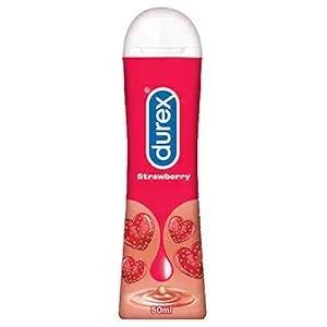 Durex Lube Strawberry Flavoured Lubricant Gel for Men & Women - 50ml | Water based lube | Compatible with condoms & toys