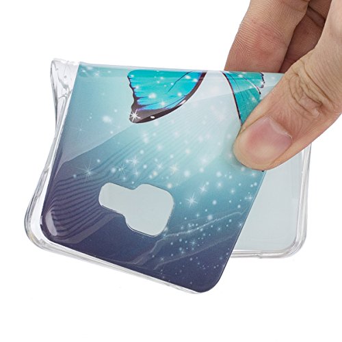 Galaxy A5 2016 Handyhülle,Samsung Galaxy A5 2016 Hülle,JAWSEU Ultradünne Weiche Flexible Night Luminous Schmetterling Muster Blau Rückseite Schutzhülle Tasche Leuchtende Nacht-Abdeckung TPU Silikon Bumper Etui Hülle Case Cover für Samsung Galaxy A5 2016+1xSchwarz Glitzer Bling Eingabestift-Schmetterling,Blau - 5