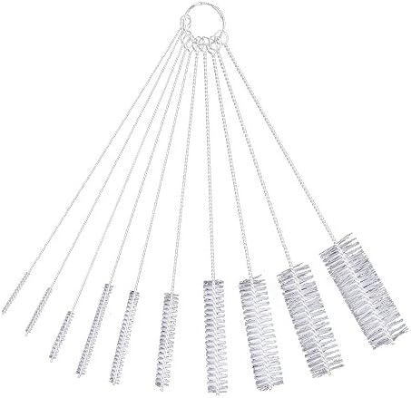Win for U 10PCs Tube Dust Wipe Out Brush Straw Hose Pipe Cleaner Brush Set Bottle Nozzle Clean Bar Keyboards Gap Cleaning Brushes Rod Coffee Machine Clean Nylon Bristle Brush (White)