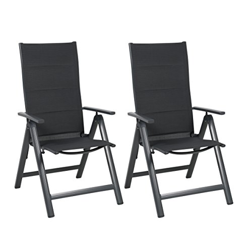 Alu Gartenstühle Hochlehner Grau