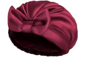 Auban Shower Cap Reusable,Ribbon Bow Bath Cap Oversized Large Design With Waterproof Exterior for All Hair Lengths,Great for Girls Spa Home Use (Red)