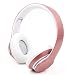 Produktbild DURAGADGET Bluetooth-Kopfhörer (OnEar) in Rose-Silber mit verstellbaren Bügeln, Anrufannahme, MicroSD-Steckplatz. Perfekt für Motorola Moto E4 (Plus) | Moto G5 S (Plus) Smartphone. Zusammenklappbar