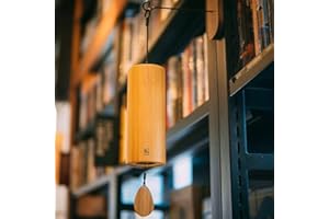 FAY BLESS Campanas de viento de bambú, campanillas de viento de manivela a mano, decoración clásica del hogar, buen regalo para niños, familiares, amigos (tono escarchado) (tono escarcha-ACEB)