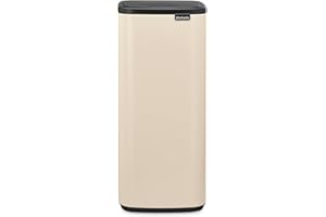 Brabantia Bo Touch Cubo de basura 30L (Beige claro), cubo basura reciclaje rectangular y compacto, con sistema de abertura Soft-Touch, papelera cocina con cubo extraíble, incluye bolsas PerfectFit