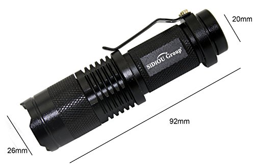 Sidiou Group Mini 7W 300lm Cree LED Taschenlampe Einstellbarer Fokus Zoom Licht Lampe (Rotlicht) - 4