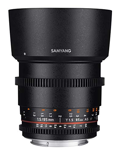 Samyang F1313006101 - Objetivo para vídeo VDSLR para Sony E (Distancia Focal Fija 85mm, Apertura T1.5-22 AS IF UMC II, diámetro Filtro: 72mm), Negro