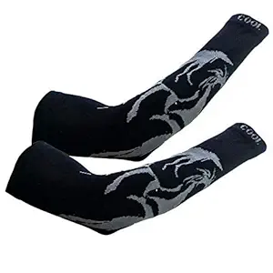 Bedrock Unisex Fingerless Cotton Arm Sleeves, Protection Sleeves from Sun Tanning for Driving, Biking, Cycling For Men & Women (Black)