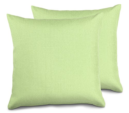 Leinen Optik Kissenhüllen 2 Stück, Kissen Classic 40x40, 50x50, 40x60 Farbe und Größe wählbar (40 x 40 cm Hellgrün)