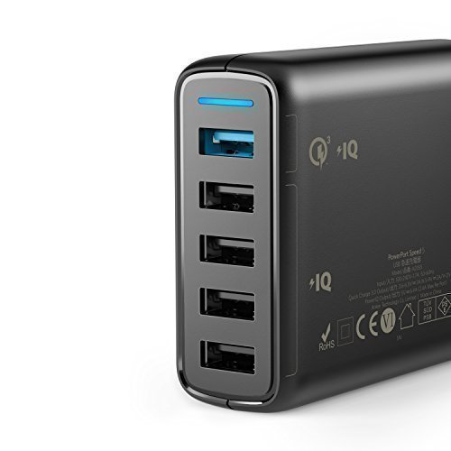 Anker PowerPort Speed 5 (51.5W) 5-Port USB Ladegerät, 1 Port mit Quick Charge 3.0 für Galaxy S7/S6/edge/edge+, Note 4/5, LG G4/G5, HTC One M8/M9/A9, Nexus 6, 4 Ports mit PowerIQ für iPhone, iPad und weitere - 3