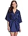 Produktbild Aibrou Damen Satin Kimono Nachthemd Nachtwäsche Langer Morgenmantel Bademantel Schlafanzug Unterwäsche mit Gürtel Blau XL