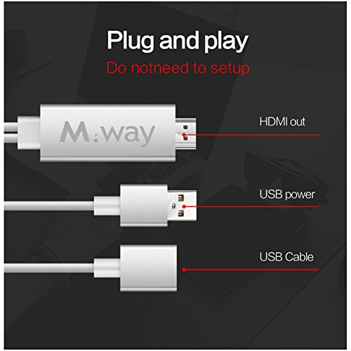 HDMI Adapter, M.Way Aluminium MHL zum HDMI adapter, AV zum HDMI 1080P Kabel Adapter, 3 in 1,Plug und Play , AirPlay Mirroring/ HDTV Adapter, für iPhone 7/7 Plus, 6S/6S Plus/6/6 Plus, 5/5C/5S/SE, iPad, Samsung S3/S4/S5/S6/6 edge,Note3/Note4/Note5 - 5