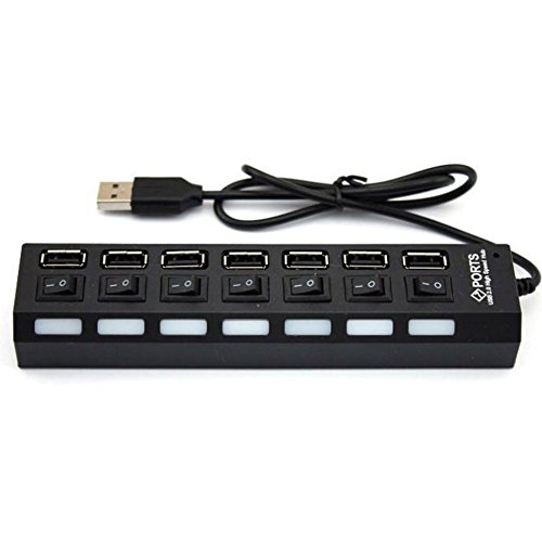 Generic Mini USB 2.0 Hub Netzteil 7 Ports für Notebooks 6455 Telefone schwarz