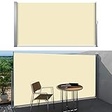 Seitenmarkise ausziehbar - Höhe: ca. 160 cm - Länge: ca. 300 cm - platzsparend und universell - schnelle und leichte Montage an Wand oder Hauswand - Holz oder Stein-Untergrund