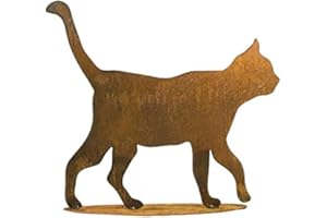 KLOCKE EDELROST DEKOR Decorazione da giardino arrugginita – Animale: gatto grande su piastra – Altezza 50 cm – Decorazione arrugginita/gatto/decorazione