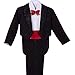 Dressy Daisy Baby Boys' 5 Pcs Set Formal Tuxedo Suit With Tail Baptism Christening Outfit Pageboy Suits Size 6-9 Months Black Red