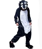 Outdoor top Polar Fleece Unisex Wolf Einteiler Cosplay Kostüm Hoodies/Schlafanzug/Sleep Wear Medium Blau - blau