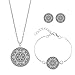 Produktbild TREESTAR 1 Set Damen Schmuckset Halskette Ohrringe Armreif Set Psychedelisch Mandala Kristall Necklace Earring Armband Anhänger Mode Kette Schmuck Zubehör Geschenk für Frauen Mädchen