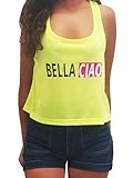  TML - Camiseta sin Mangas - para Mujer Amarillo Fluorescente S/M