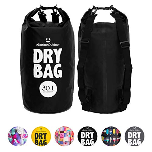 #DoYourOutdoor Drybag in 2L 5L 10L 20L 30L o. 40L - 100% wasserdichter Packsack/Seesack/Schutz gegen Staub Sand Wasser & Schmutz für Kajak Kanu Segeln Angeln Schwimmen Beach Wassersport SCHWARZ 40L