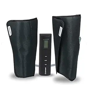Fittyfy INALSA Air Compression Leg Massager with Heat Function- FFCM 01, Foot Calves Massage Machine with Handheld Controller for Pain Relief and Blood Circulation| 3 Massage Modes & Intensity Levels| Range, (Black)