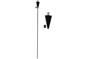 1x Black 146cm Garden Fire Tiki Torch - Cone - Oil Paraffin Outdoor Candle Flames Lantern Light - by Harbour Housewares