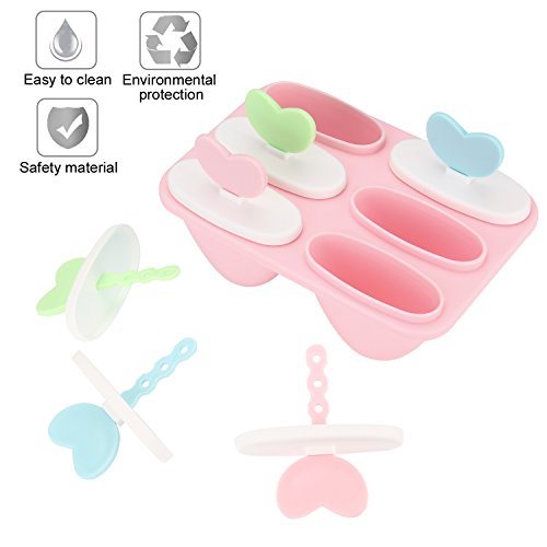 Eisformen Vikeepro für selbstgemachtes Eis aus schlagfestem Kunststoff BPA-frei 6 er (Pink) - 3