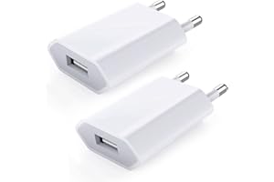 RVNTOP USB Ladegerät 2-Pack USB Netzteil Ladestecker 5V-1A Universal Stecker Adapter Steckdose Stromadapter Netzstecker Ladestecker kompatibel für iPhone 12/13/11/X/8/7, Samsung Galaxy, Huawei, Handy - Weiß