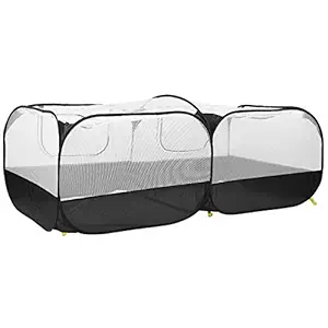 Portable Chicken Pen, Rabbits Yard Playing Fence Guinea Pig Playpen Foldable Chicken Coop Hen Run Coop Outdoor Pet Fence for Small Animal(Black)