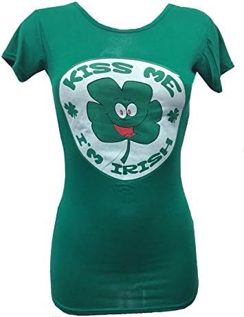 Girls Ladies St Patrick's Day 'Kiss Me I'm Irish' T-shirt Top Size 8-14 (Size S/M (UK 8-10))