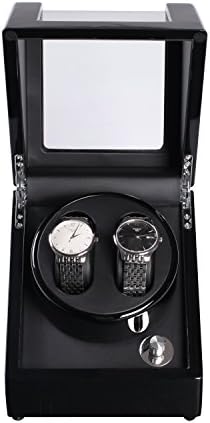 Automatic Wood Watch Winder Display Box 2+0 Storages-Leather Pillow/ Piano Paint/ Tempered Glass/ Japan Motor