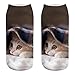 Produktbild Sonnena Unisex Neuheit Mode Kurz Socken Geschenk Winter Kurzsocken Hausschuhsocken Gemütliche Stricksocken 3D Katze Gedruckt Wintersocken Kuschelsocken