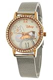 Disney MN2062 Mickey Mouse Damen-Armbanduhr, silberfarbenes Mesh-Armband