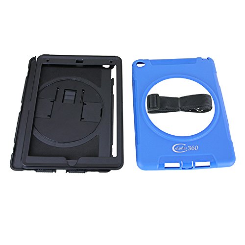Cellular360 Apple iPad Air 2 Schock-und Drop-proof Hülle, Kopfstützen-Halterung mit einem Griff, einem Schultergurt und einem 360 Grad drehbaren Standfußdrehbaren (Schulterriemen-Blau) - 5