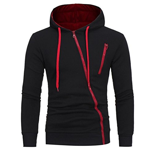 Preisvergleich Produktbild Elecenty Herren Winterjacke Kapuzenpullover, Warme Mantel Männer Outwear Pullover Winter Sweatshirt Reißverschluss Kapuzenpullover Solide Oberbekleidung Parka Sweatjacke (M, Schwarz)
