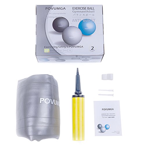 POVUMGA Gymnastikball Fitnessball Sitzball 65cm Maximalbelastbarkeit bis 400kg inclusive Pumpe - 9