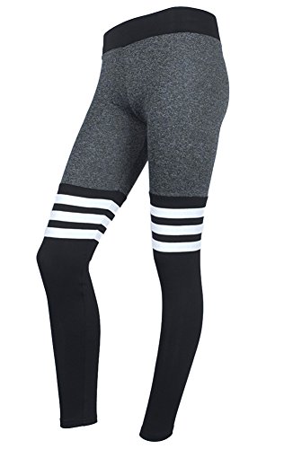 DELEY Damen Mädchen Jeden Tag Dehnbar Flexible Leggings Nahtlose Kontrast Farbe Streifen Print Strumpfhose Bleistifthose Fitness Yoga Hosen - 2