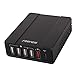 Produktbild 6-port Steckdosen adapter Ladegerät mit Type C Family-sized adapter Milool 50W USB Tischladegerät Universal 5V 10A Quick Charge High Speed für iPhone , iPad Air 2, Nexus, HTC M9, Nokia und mehr (Schwarz)