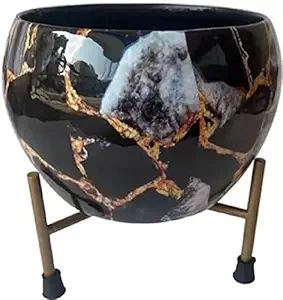 Indoor Plants Pots with Stand -Decorative Pots for Indoor Plants Rust Free Metal Plant Pots for Living Room, Balcony and Garden Decor (Plants not Included)