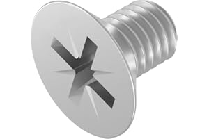 SECCARO Viti a testa svasata M5 x 8 mm, in acciaio inox V2A VA A2, DIN 965, Phillips PZ, filettatura completa, 20 pezzi