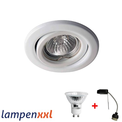 Preisvergleich Produktbild Halogen Einbaustrahler 35 Watt, Einbauleuchte Einbauspot, incl. GU10 Fassung / Anschlußbox, weiss, schwenkbar, 230V